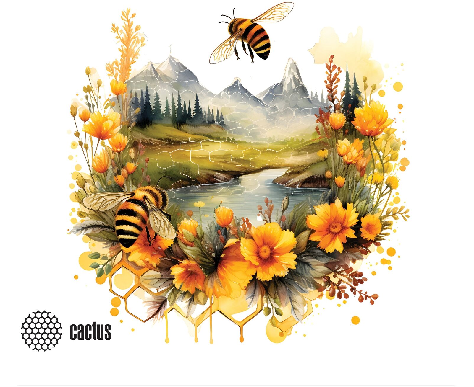 Коврик для мыши Cactus CS-MP-P09 XS Honeybee 220x180x2мм