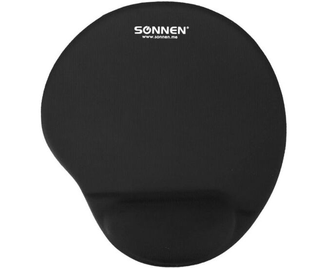 Коврик для мыши Sonnen 513299 полиуретан + лайкра, 250х 220х 20мм, черный