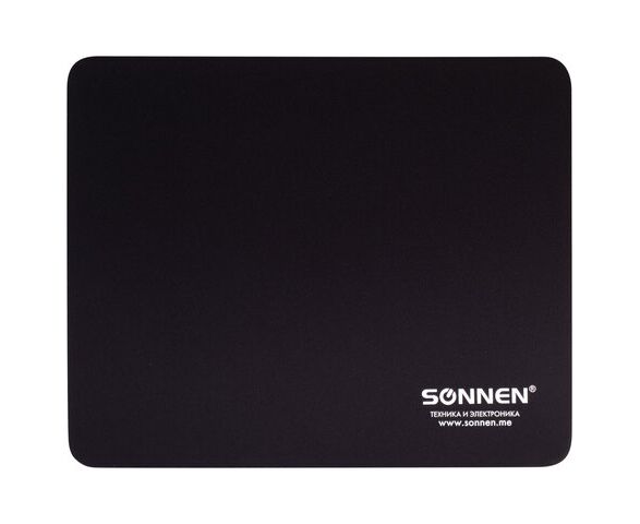 Коврик для мыши Sonnen 513309 Black, резина + ткань, 220х 180х 3мм