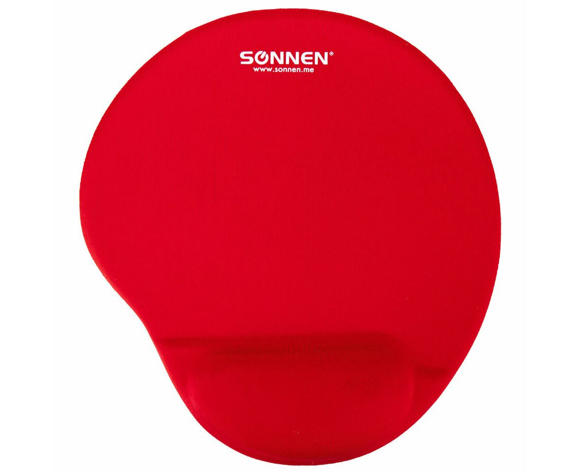 Коврик для мыши Sonnen 513301 полиуретан + лайкра, 250х 220х 20мм, красный