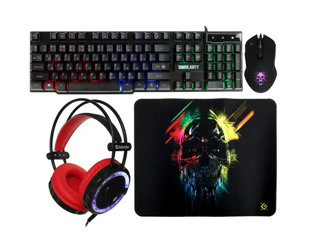 Набор игровой DEFENDER Singularity MKP-118 мышь+клавиатура+гарнитура+ков.