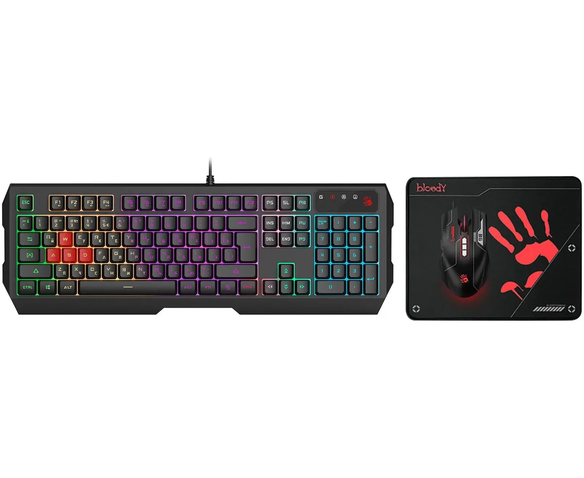 Клавиатура + мышь A4 Tech Bloody B1700 (B1700 (B140 N + ES7 + BP-50 M), USB черный