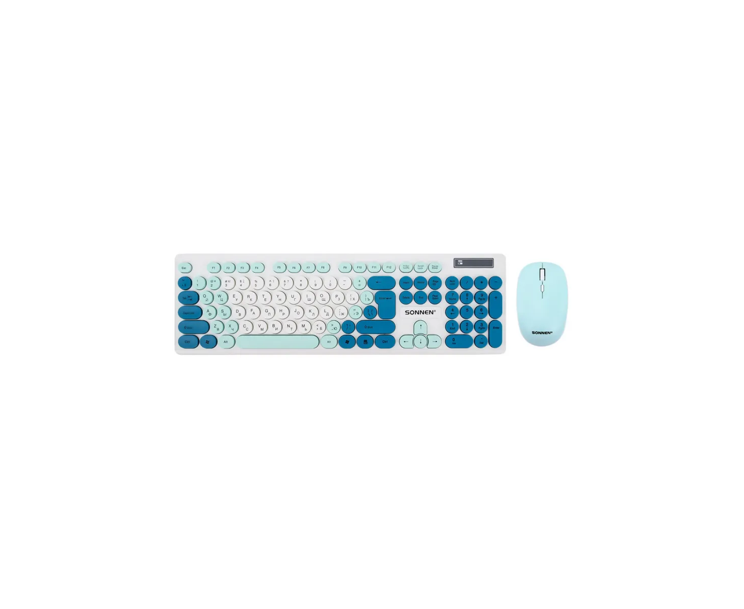 Комплект клавиатура и мышь SONNEN K-650 (513953) белый/мятный/бирюзовый