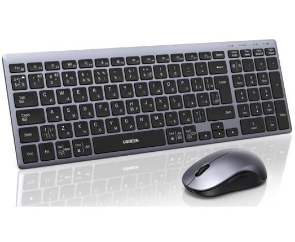 Комплект беспроводной клавиатура и мышка UGREEN MK552 (85513 RU) Multi-Mode BT 2.4 G Wireless Keyboard and Mouse Combo черный