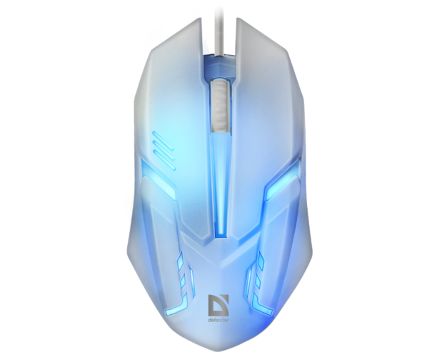 Мышь DEFENDER Сyber MB-560 L White, LED 7 цветов, USB, 3кн, 1200 dpi, оптическая, проводная