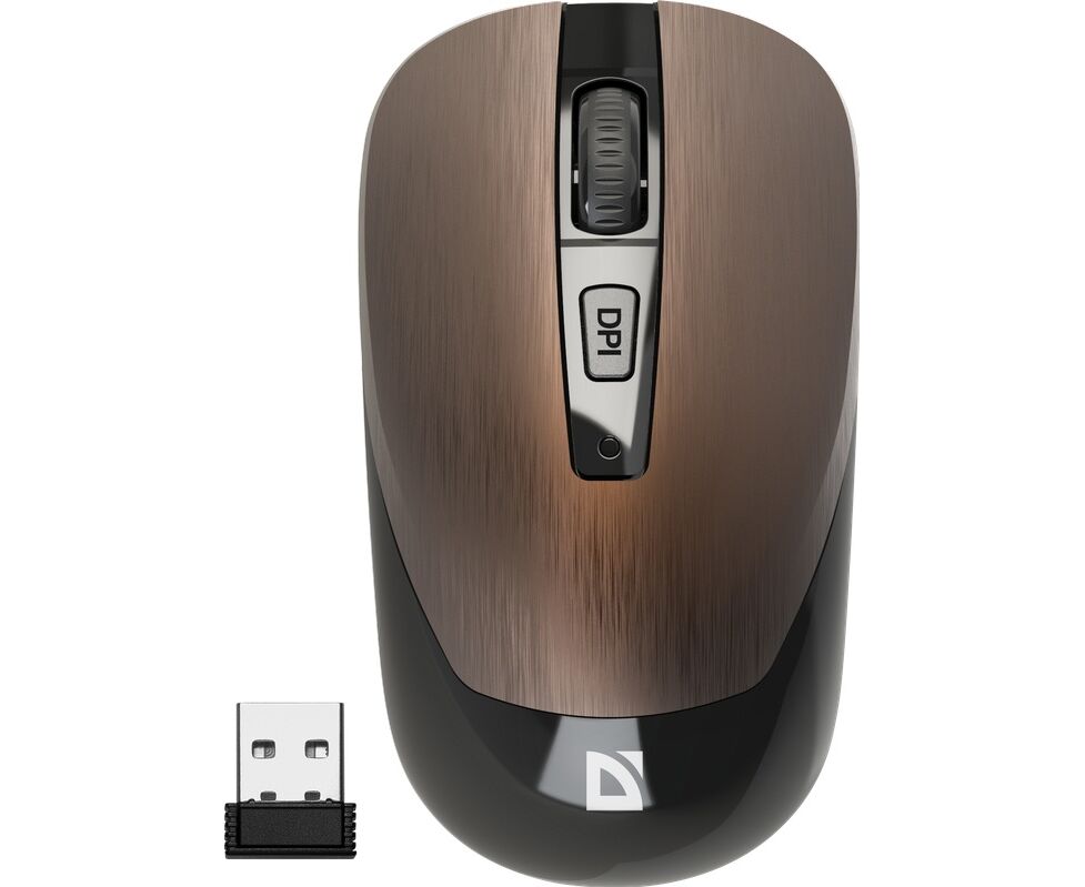 Мышь DEFENDER Wave MM-995 оптическая, беспроводная USB, (52992), (бронза)