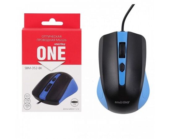 Мышь проводная Smartbuy ONE 352 сине-черная (SBM-352-BK)