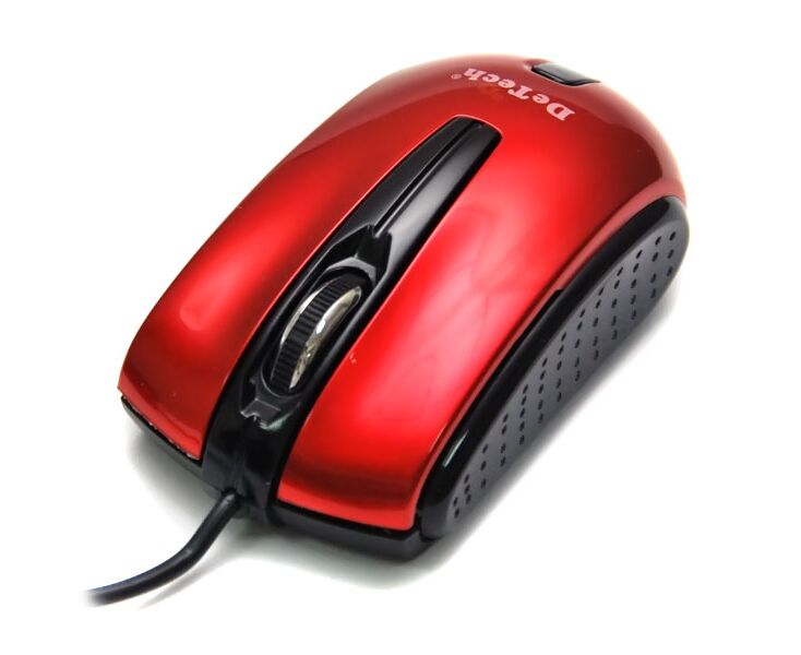 Проводная оптическая Mini Мышь:De Tech BT-2076 Rubber&Shiny Red