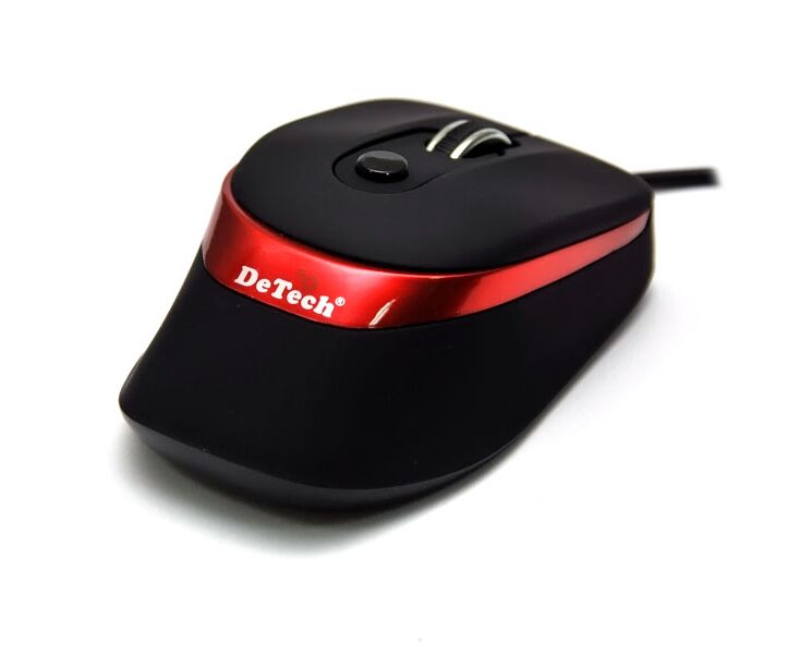 Проводная оптическая Мышь:De Tech DE-5011 G Shiny&Rubber Black/Red