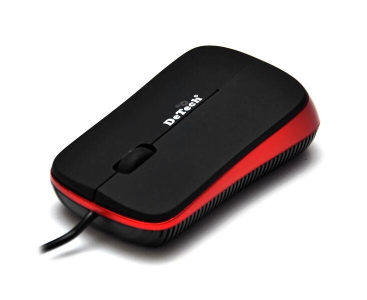 Проводная оптическая Мышь:De Tech DE-5099 G Rubber&Shiny Black/Red