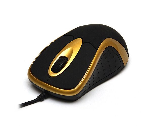 Проводная оптическая Мышь:De Tech DE-5066 G Rubber&Shiny Black& Gold