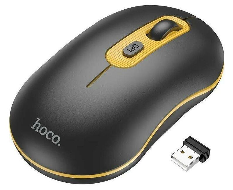 Мышь HOCO GM21 Platinum 2.4 G business wireless mouse (черно-желтый)