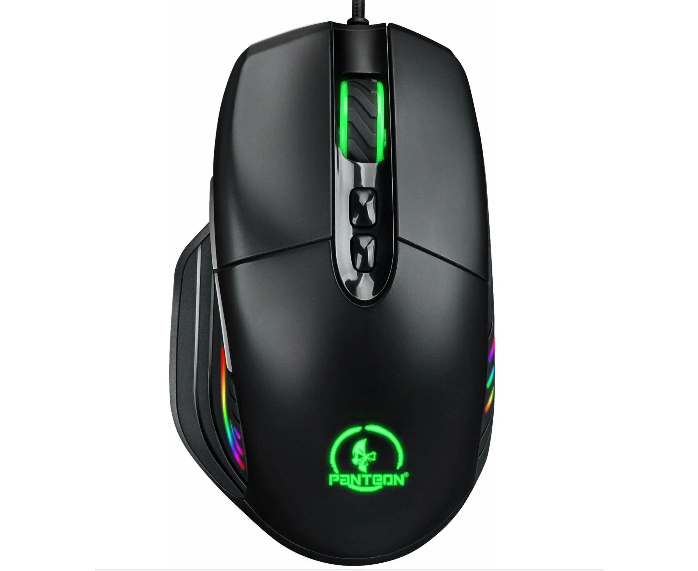 Мышь Panteon PS120 черная (Pixart 3327 с микроконтроллером, 220 IPS/30 G, 200-6400/12400 DPI с подсветкой LED RGB CHROMA LIGHT)