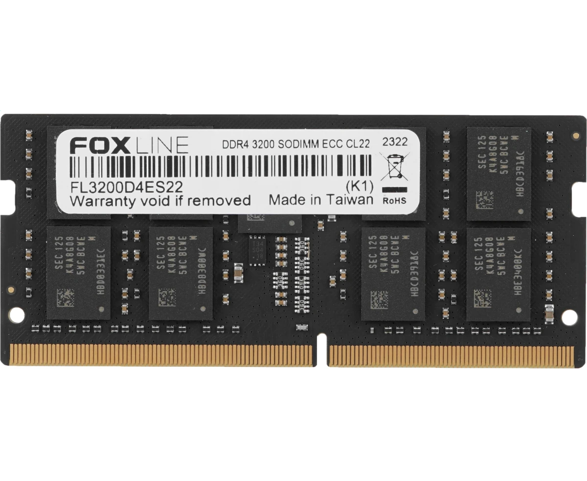 ОЗУ Foxline FL3200 D4 ES22-32 G SODIMM 32 GB 3200 DDR4 ECC CL22 (2 Gb*8)