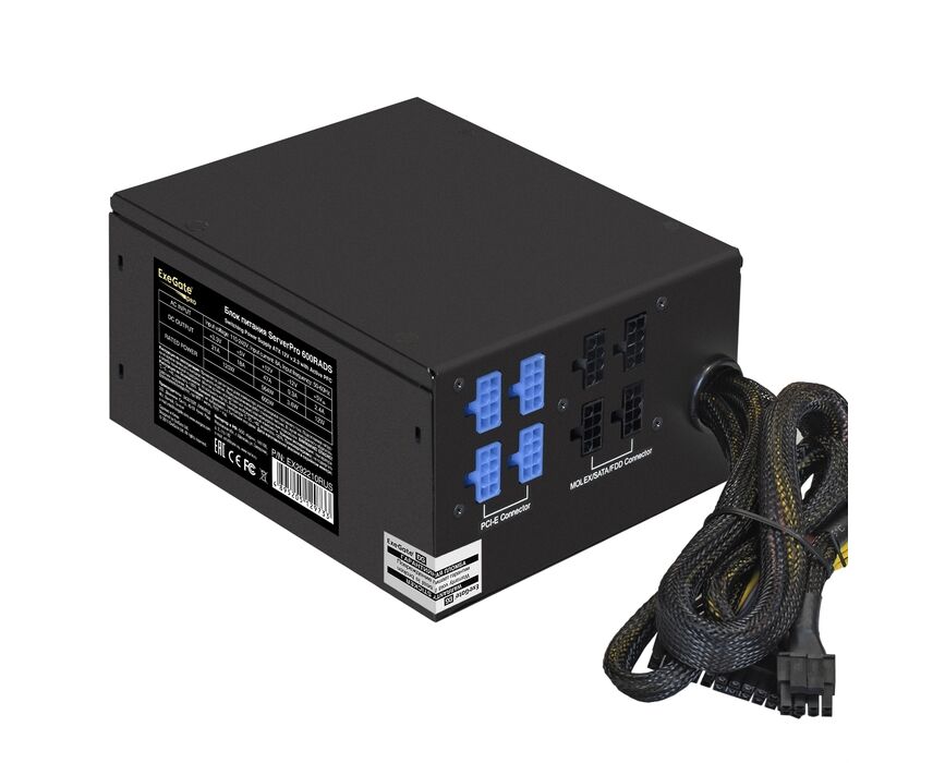 Блок питания Exe Gate Server PRO-600 RADS EX292210 RUS 600 W (ATX, for 3 U+ cases, APFC, КПД 80 (80 Plus), 14cm fan
