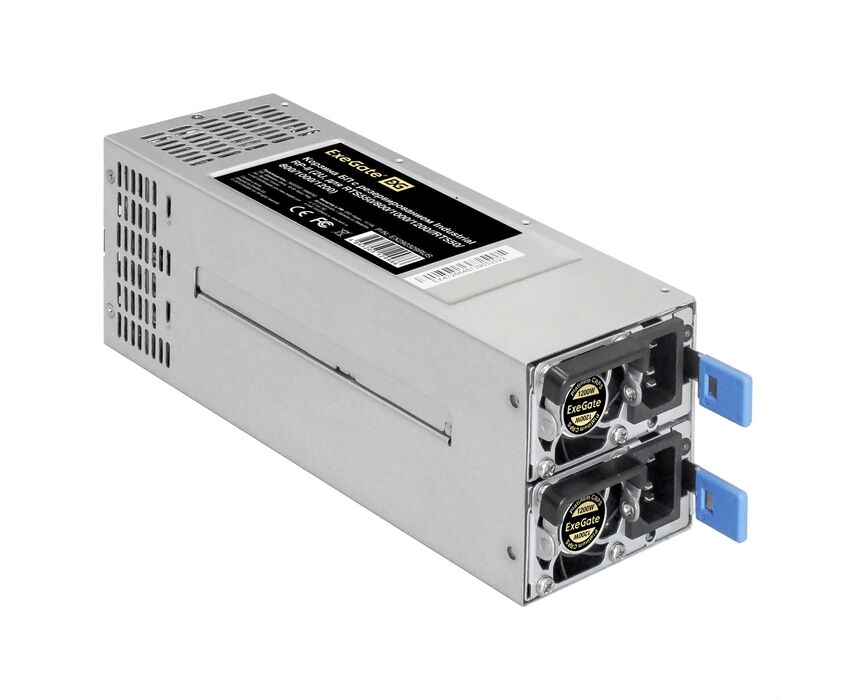 Блок питания Exe Gate с резервированием 2 U Redundant 2x1200 W EX292324 RUS Industrial-RTS1200 APFC, КПД 94% (80 PLUS Platinum), 4 cm fan, 24pin, 2x(4+4)