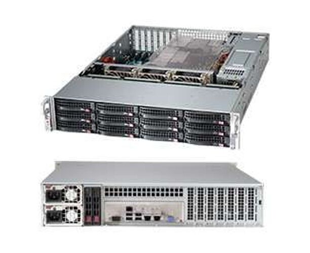 Supermicro chassis CSE-826 BE1 C4-R1 K23 LPB, 2 U, Dual and Single Intel and AMD CP Us, 2.12 x 3.5" hot-swap SAS/SATA drive bay with SES3, optional 2 x 2.5"