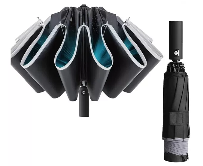 Зонт Xiaomi Kong Gu Reverse Ten Bone Automatic Lighting Umbrella с фонариком черный