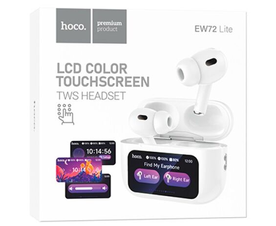Блютуз гарнитура TWS Hoco EW72 Lite/ сенсорный экран / Белый