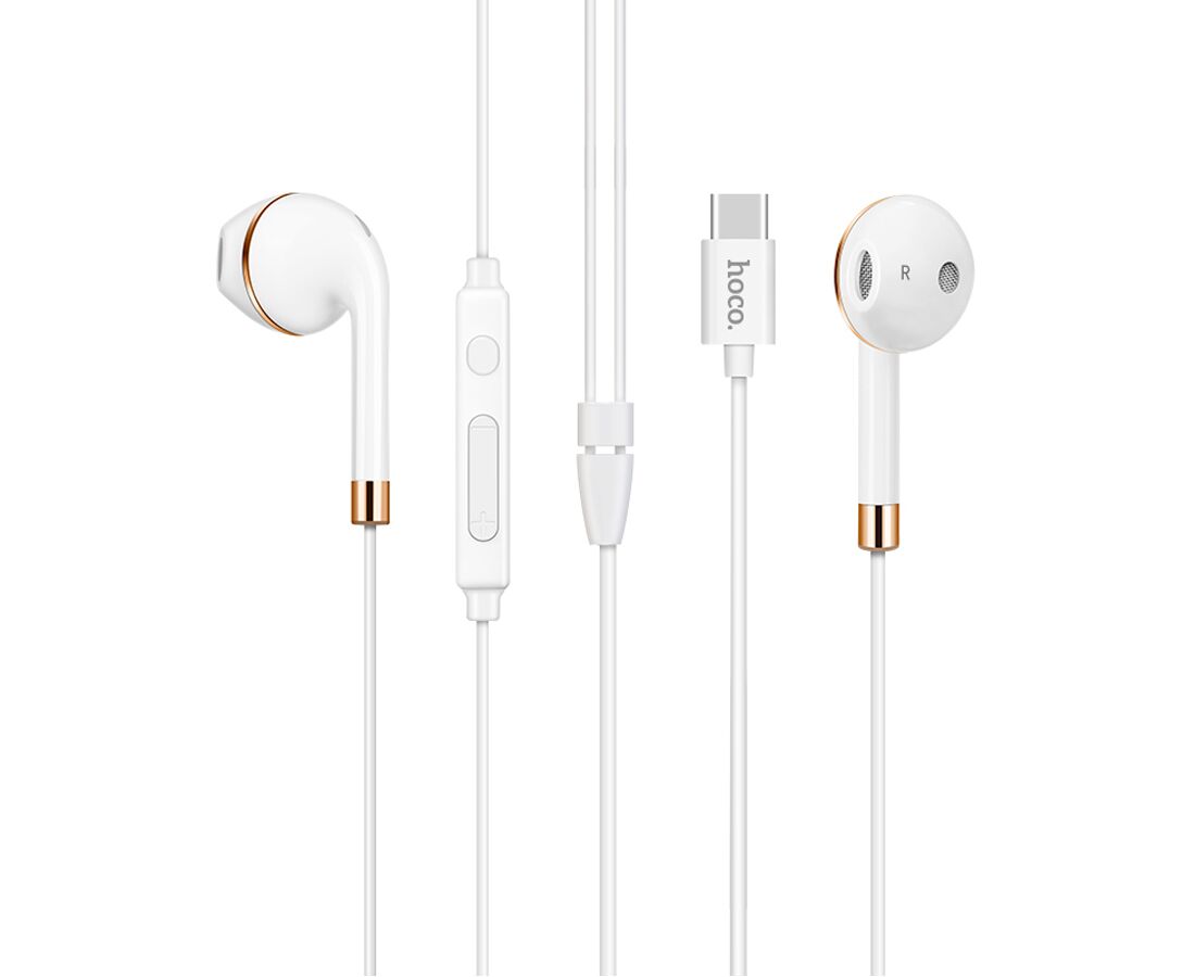 Проводные наушники HOCO L8 Bluetooth, Type-C, 1.2 м, белый