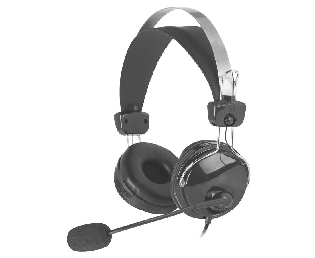 Наушники полноразмерные проводные, с микрофоном A4 TECH HU-7 P 2м (черный)