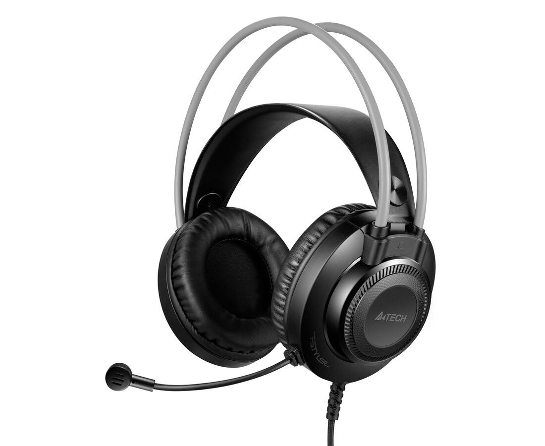 Наушники полноразмерные проводные, с микрофоном A4 TECH Fstyler FH200 U, 2м (серый)
