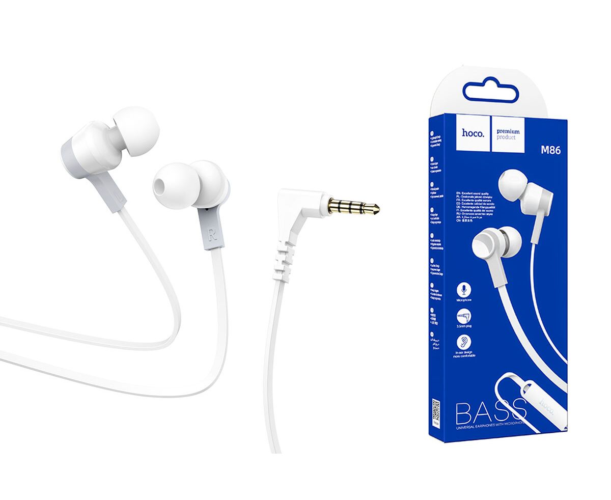 Наушники HOCO M86 Oceanic universal earphones with mic (белый)