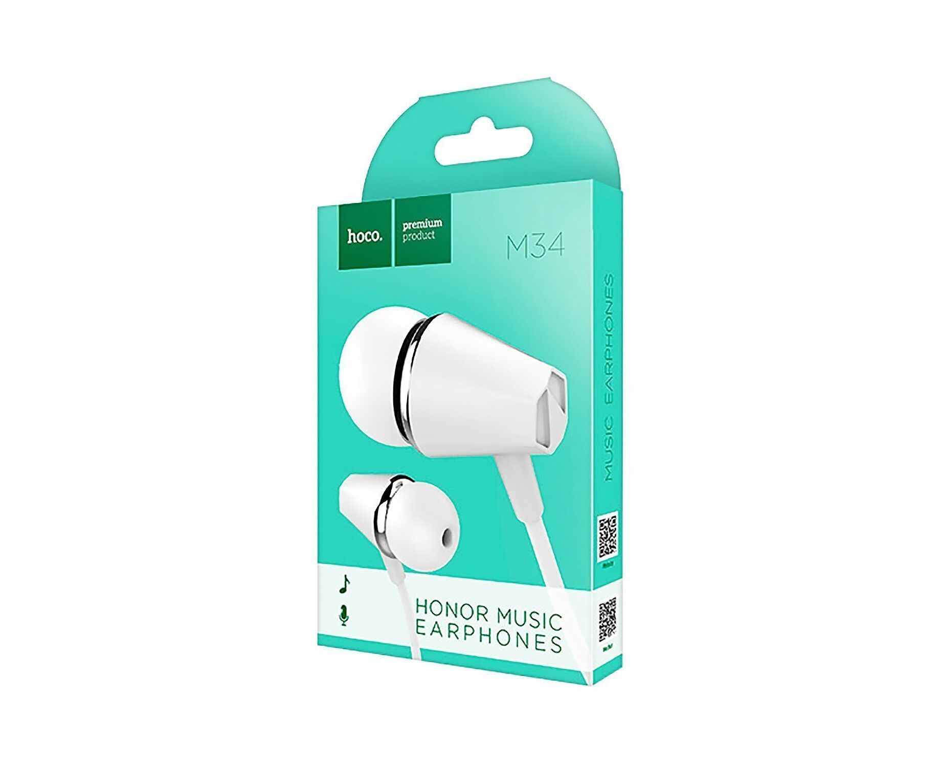 Проводные наушники с микрофоном внутриканальные Hoco M34 Honor music universal, 3.5 Jack (white)