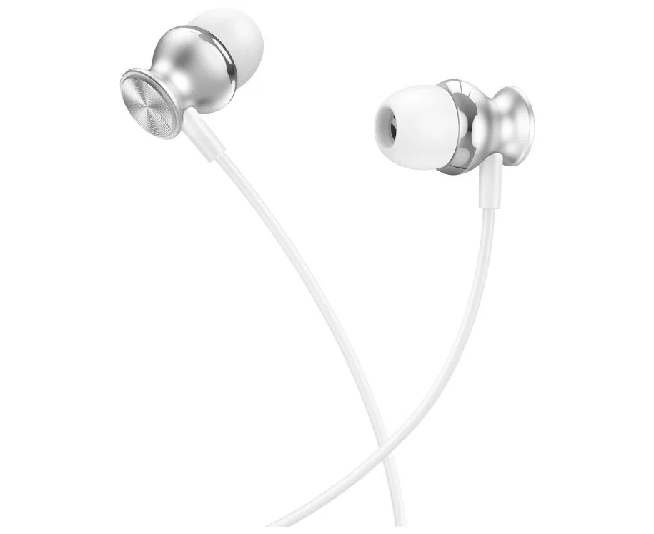Наушники HOCO M106 Fountain metal universal earphones with microphone silver (акция)