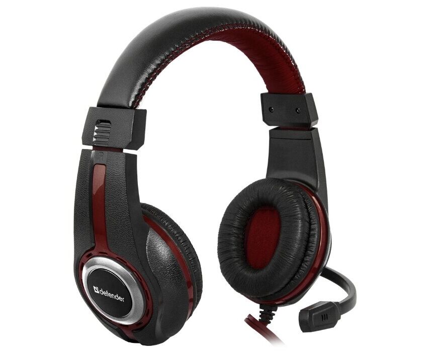 Гарнитура DEFENDER Warhead G-185 черный + красный, кабель 2 м 64106