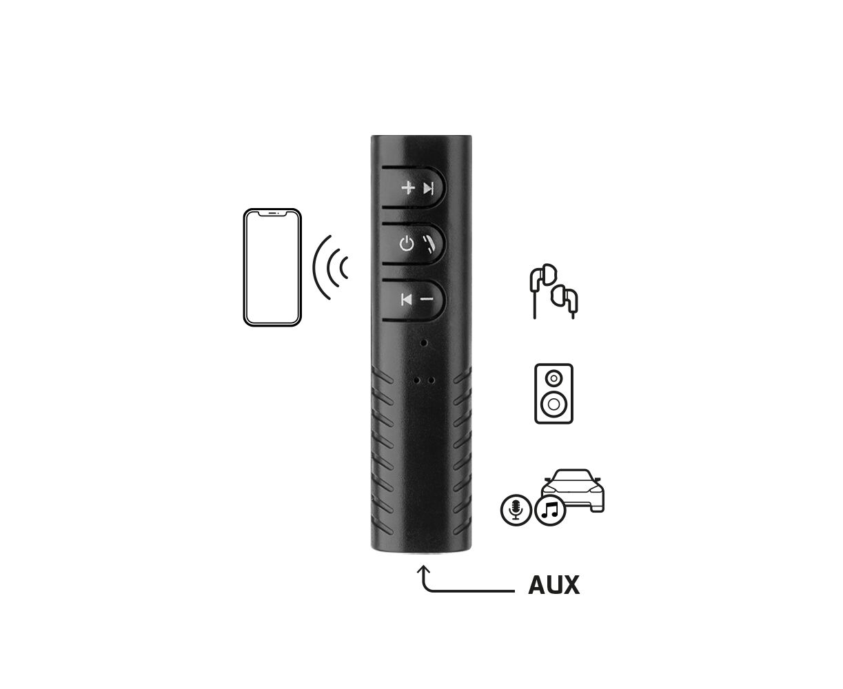 Bluetooth ресивер, BT 5.0, 90 м Ач, черный, DEPPA, 44171