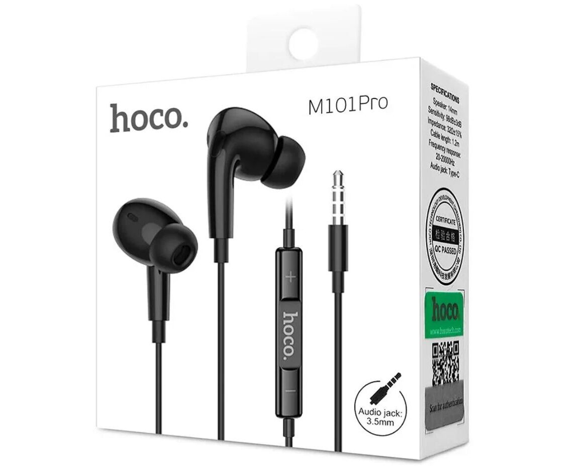 Наушники HOCO M101 Pro Crystal sound wire-controlled earphones with microphone (черный)