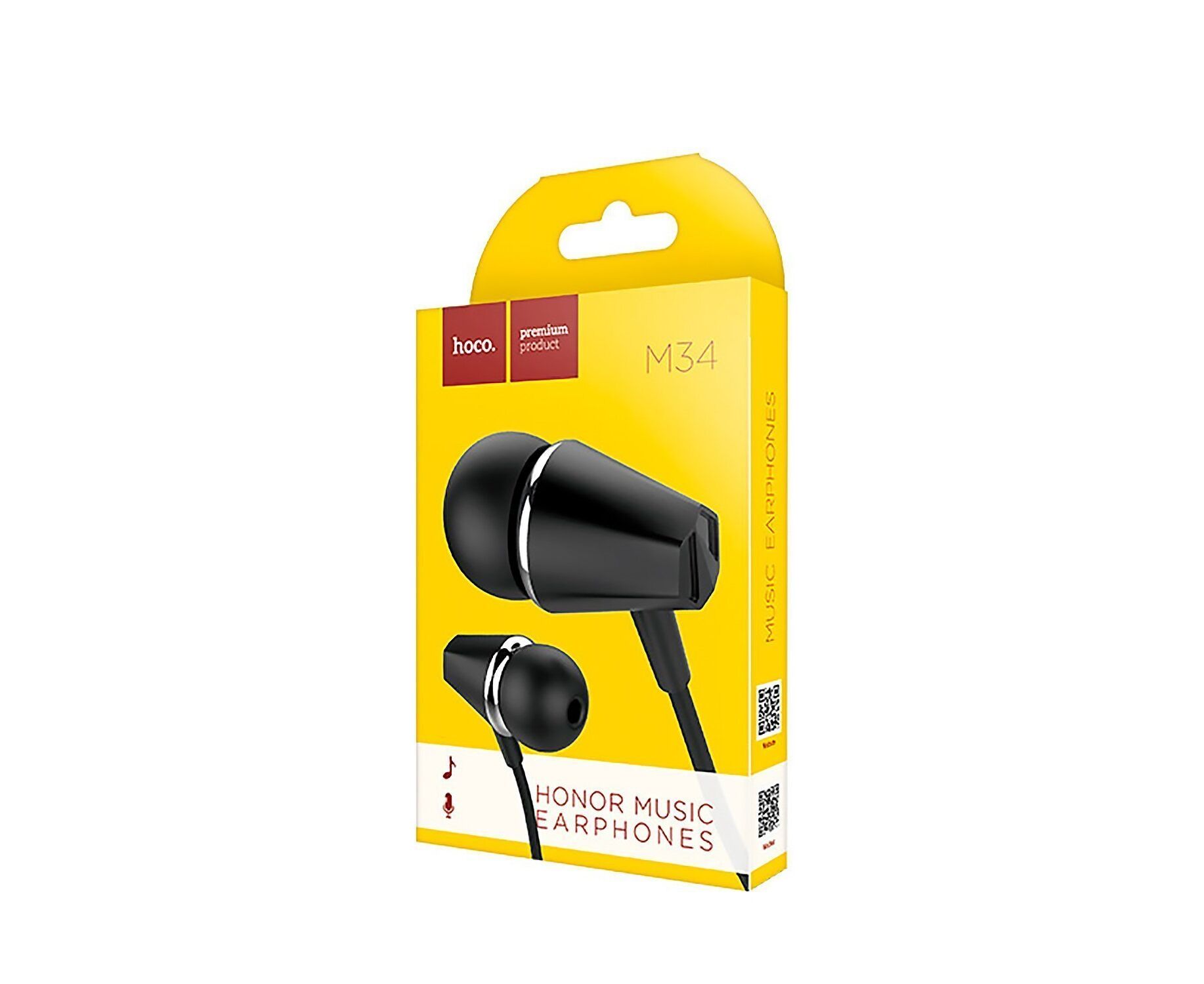 Проводные наушники с микрофоном внутриканальные Hoco M34 Honor music universal, 3.5 Jack (black)