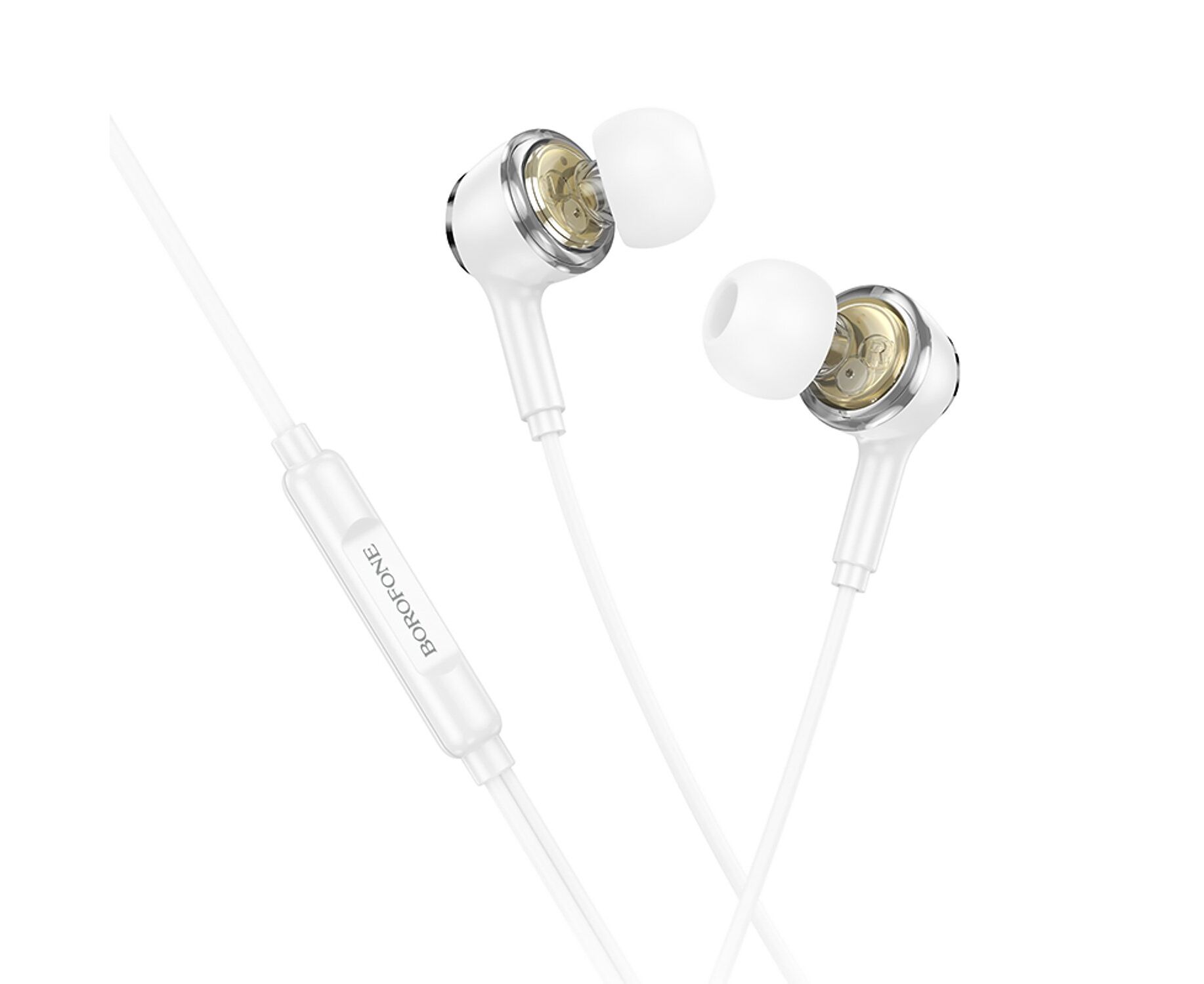 Проводные наушники с микрофоном внутриканальные Borofone BM90 Miller Lightning (white) (234682)