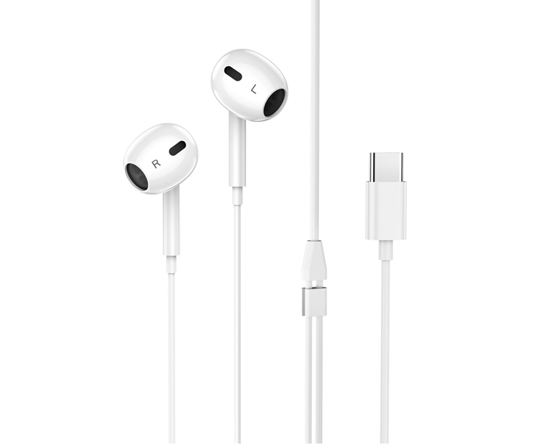 Проводные наушники с микрофоном вкладыши Hoco M101 Max Crystal Type-C (white) (235082)