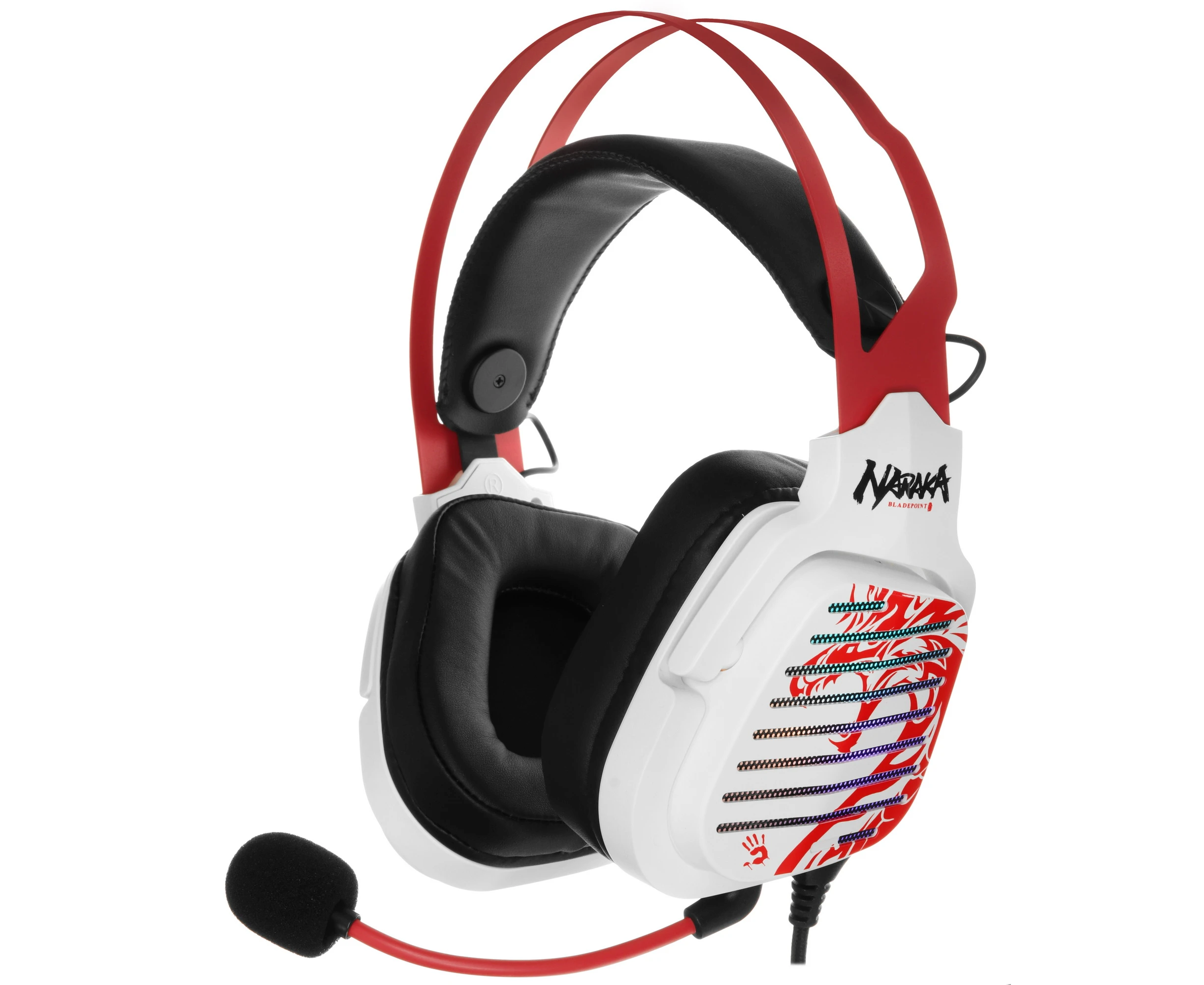 Наушники игровые с микрофоном A4 TECH Bloody G560 2м мониторные оголовье (белый/красный)