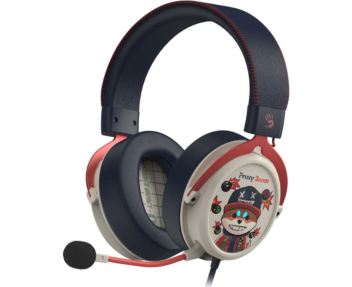 Наушники игровые с микрофоном A4 TECH Bloody M595 Proxy Boom 2.3м мониторные USB оголовье (бежевый/черный)