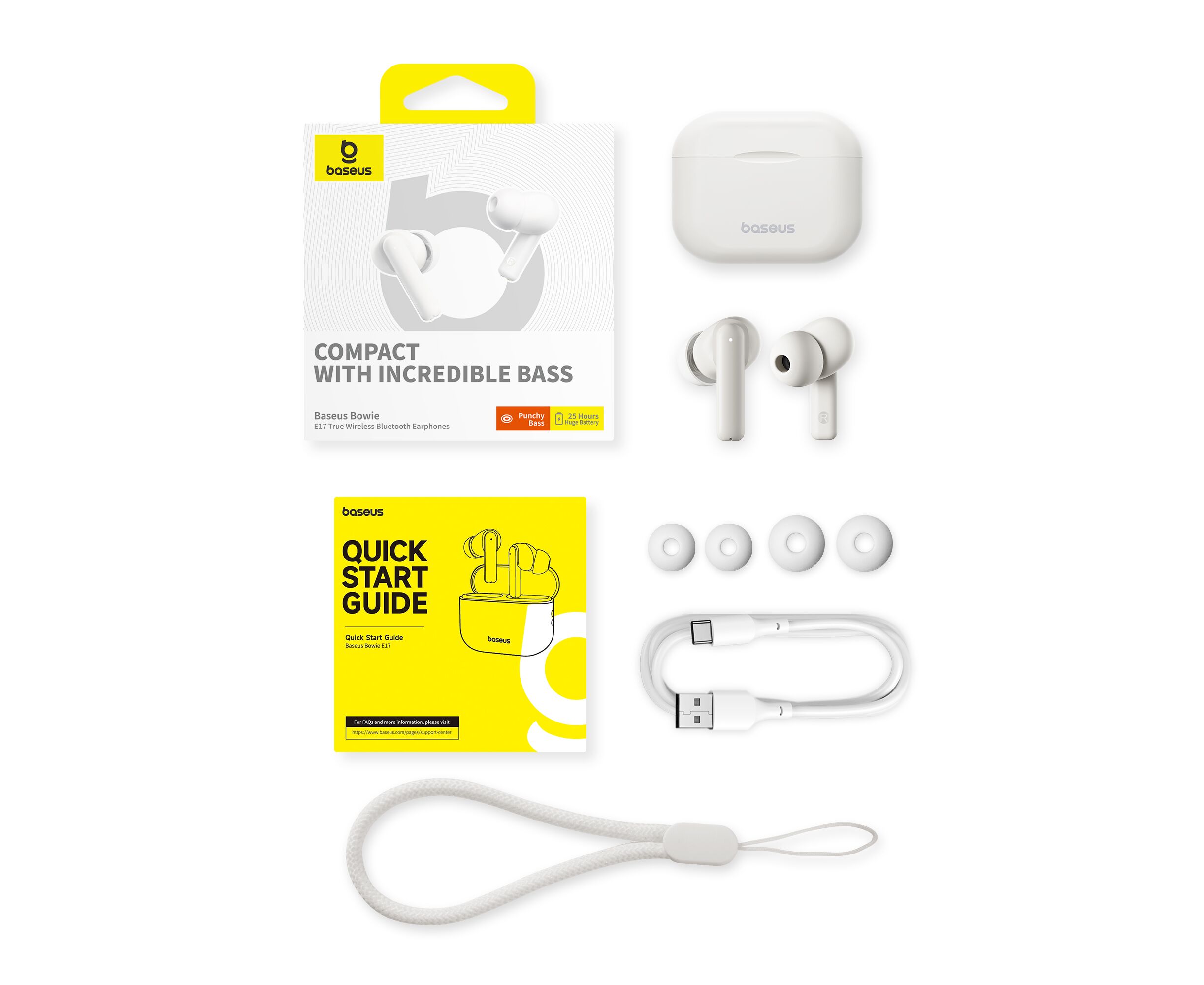 наушники TWS Baseus Bowie E17 True Wireless Bluetooth Earphones Stellar White (A00072200223-Z1)