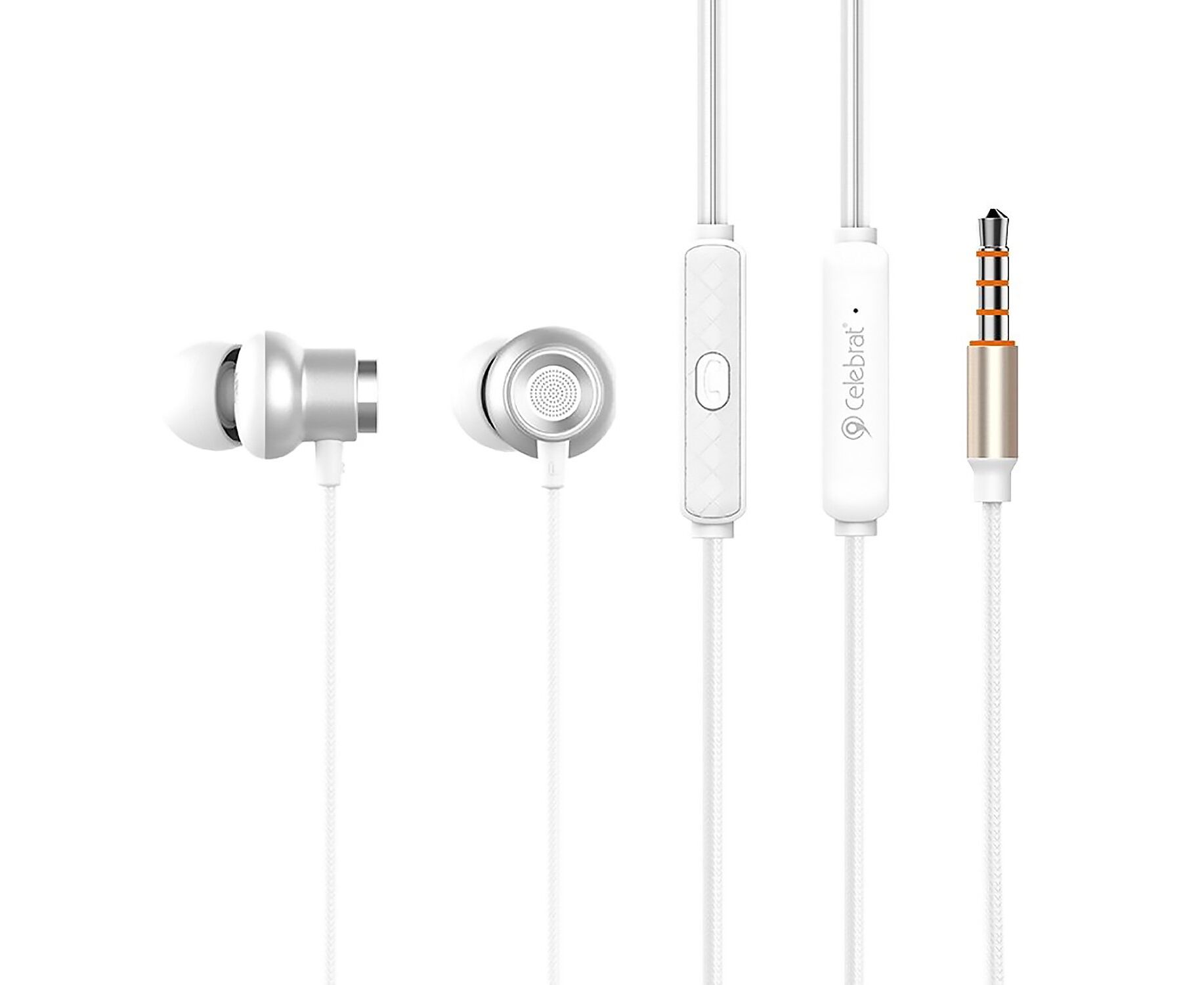 Проводные наушники с микрофоном внутриканальные Celebrat D5 Jack 3,5 (silver) (126625)