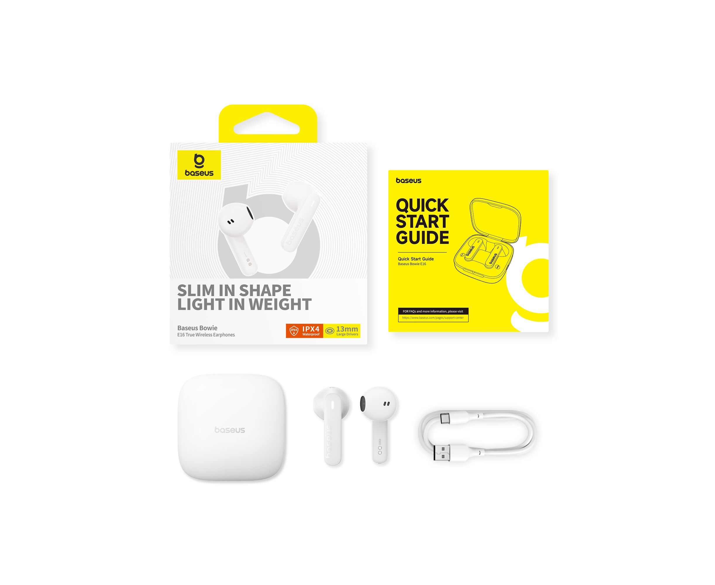 наушники TWS Baseus Bowie E16 True Wireless Earphones Stellar White (A00061900223-00)