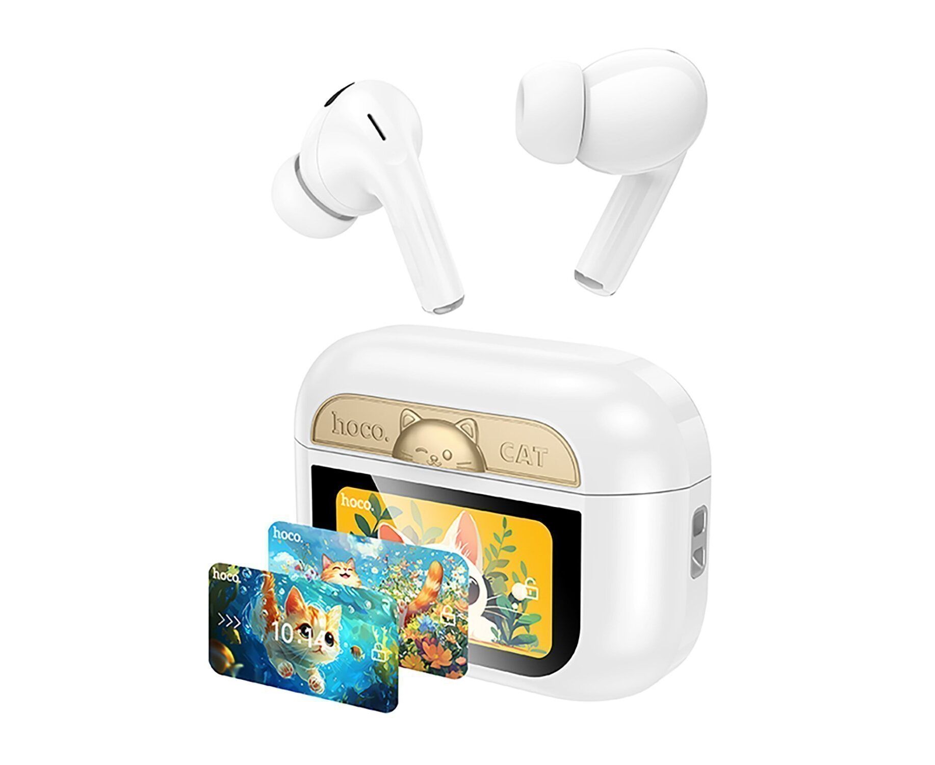 Беспроводные Bluetooth-наушники Hoco TWS EW88 (cat) ANC с сенсорным экраном (white) (243054)