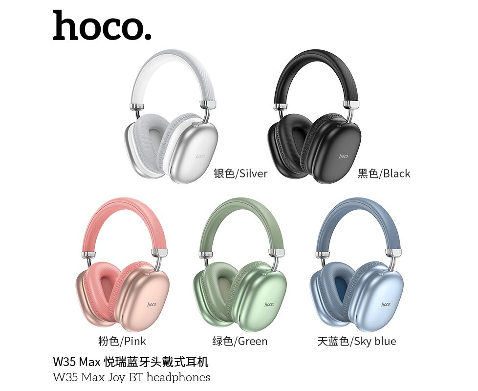 Наушники полноразмерные HOCO W35 Max Joy, bluetooth 5.3, AUX, цвет: розовый (1/40)