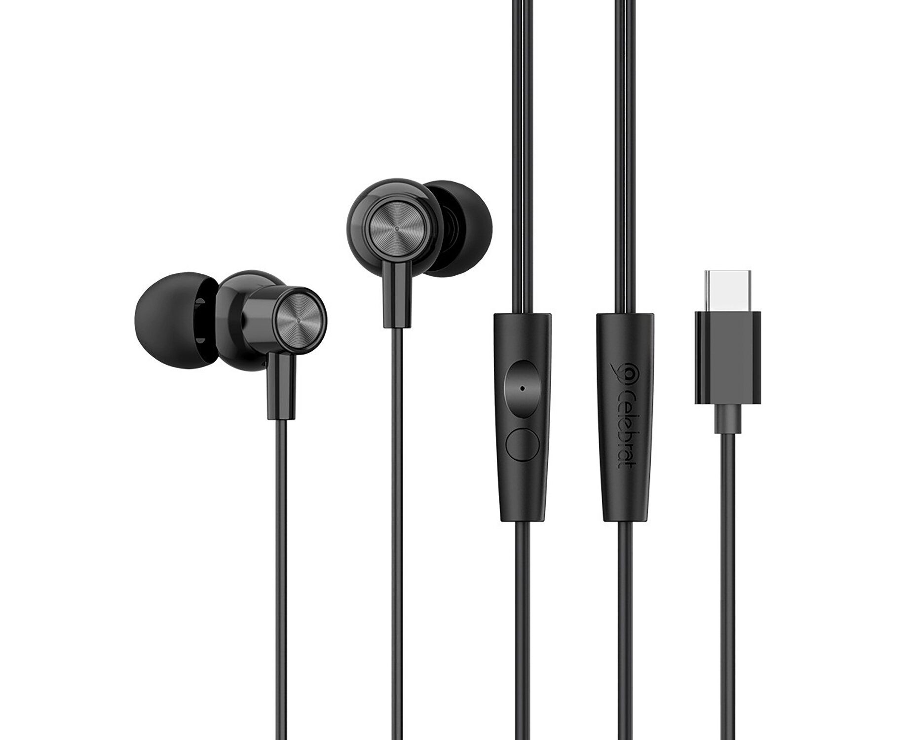Проводные наушники с микрофоном внутриканальные Celebrat G38 Type-C (black) (243942)