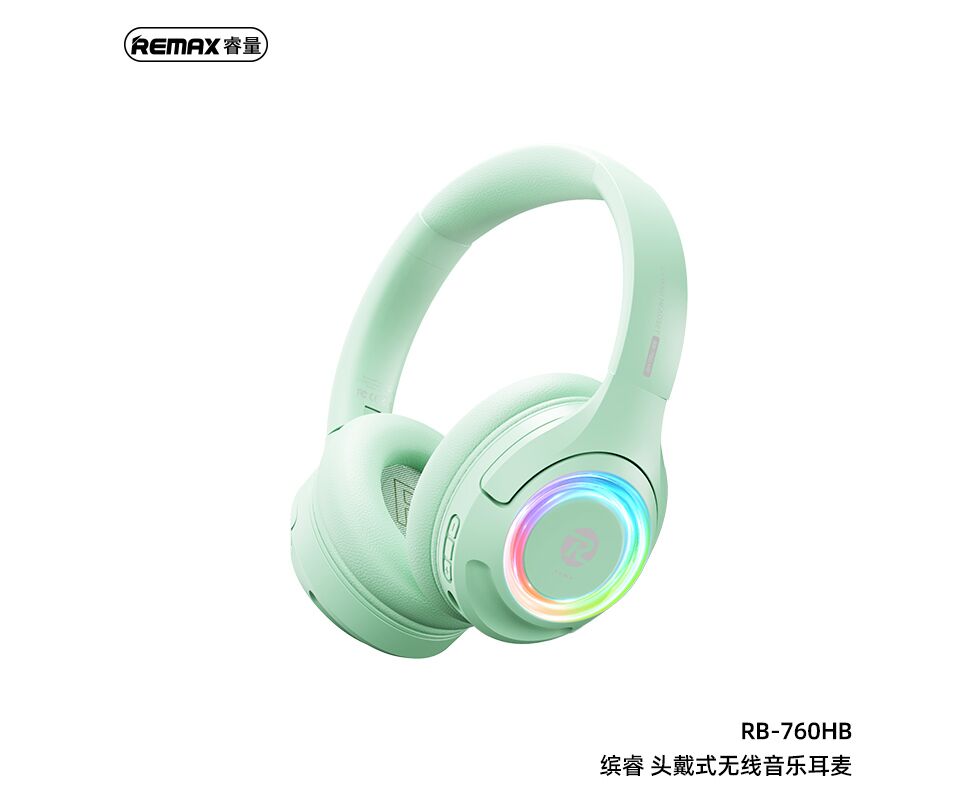 Наушники полноразмерные bluetooth REMAX RB-760 HB Bincorui Series Wireless Music Headphone зеленый