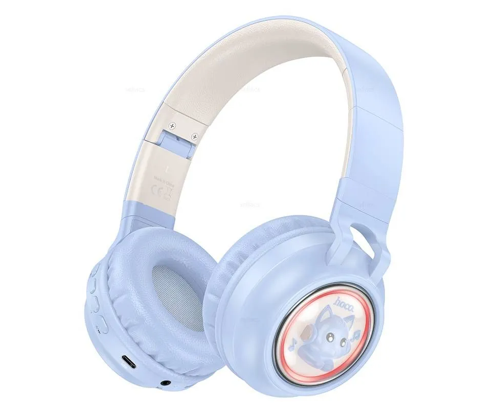 Наушники полноразмерные bluetooth HOCO W50 Cute fun BT (голубой)