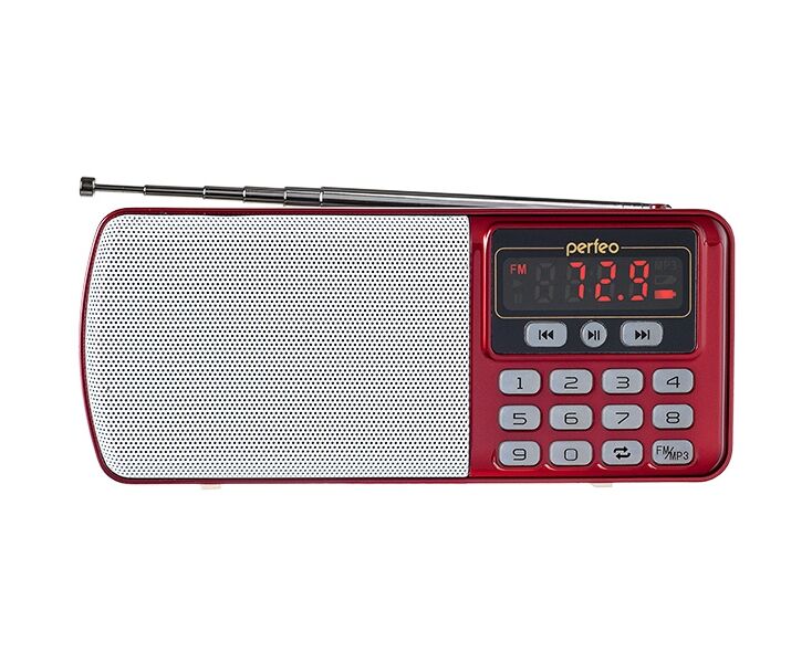 Perfeo радиоприемник цифровой ЕГЕРЬ FM+ 70-108 МГц/ MP3/ питание USB или BL5 C/ красный (i120-RED)