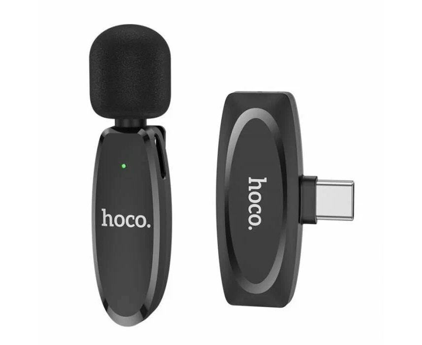 Микрофон беспроводной HOCO L15 Type-C Crystal lavalier wireless digital microphone (черный)
