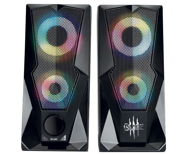 Колонки 2.0 Qumo Blade AS001, 15 ВТ, объемное звучание, RGB подсветка, USB+Jack 3,5мм
