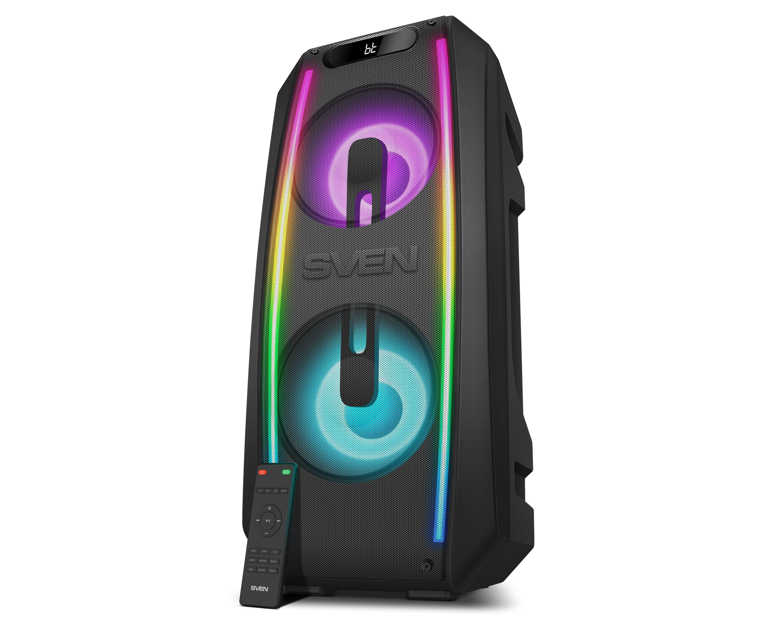 Портативная акустика SVEN PS-740, черный (100 Вт, TWS, Bluetooth, FM, USB, micro SD, LED-дисплей, 4400м А*ч)
