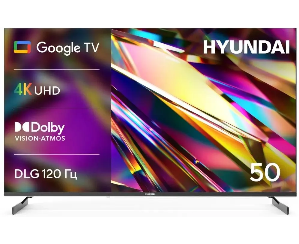 50" Телевизор Hyundai H-LED50 BU7011 черный 3840x2160, 4 K Ultra HD, 60 Гц, Wi-Fi, Smart TV, Google TV